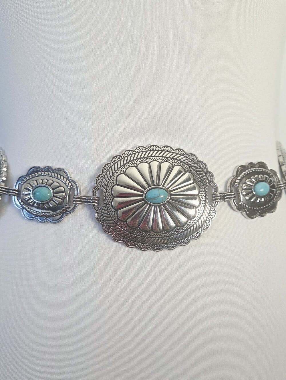 Silver & Turquoise Chain Belt - Picture 4 of 8